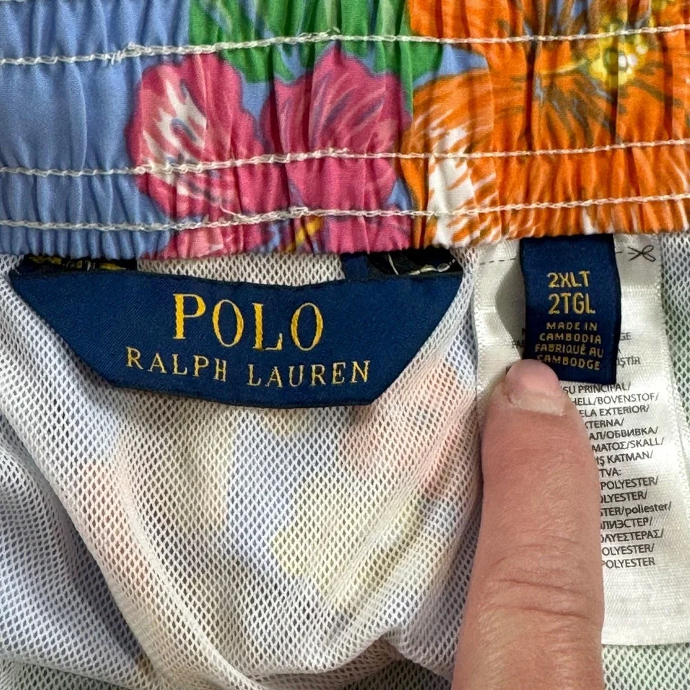 Polo Ralph Lauren Men's‎ Size 2XLT Blue Floral Hibiscus Print Swim Trunks